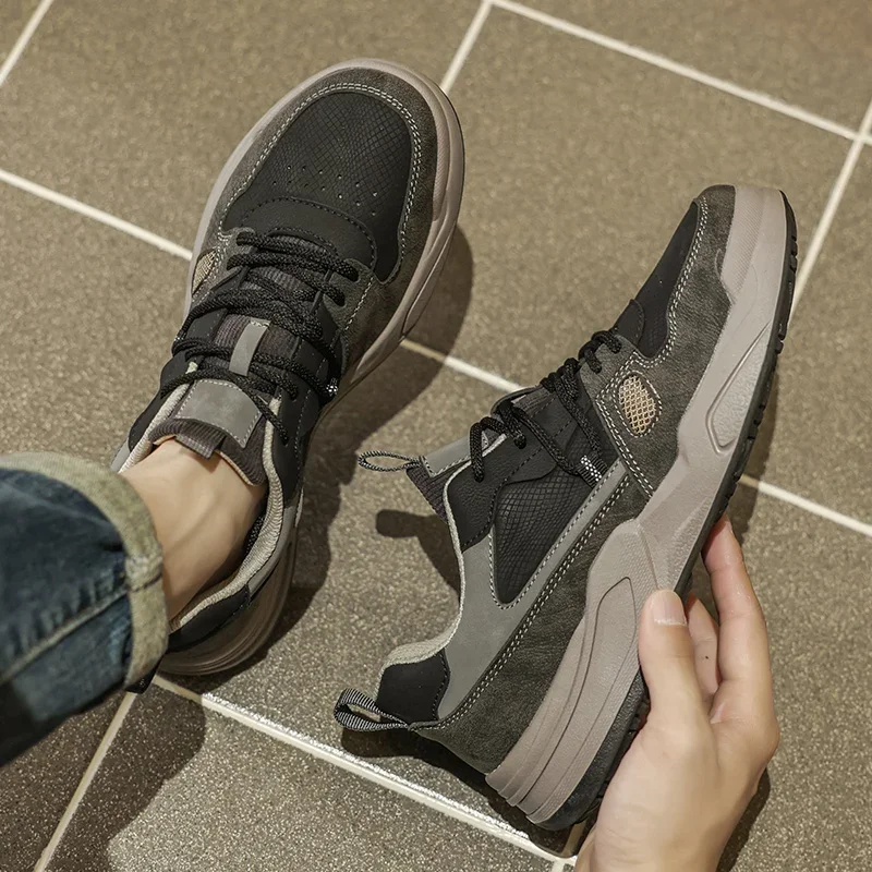 

Thick Sole Versatile Clunky Sneaker for Men 2026 New Trend Mesh Lace Up Breathable Casual Sports Shoes Increased Soft Soles