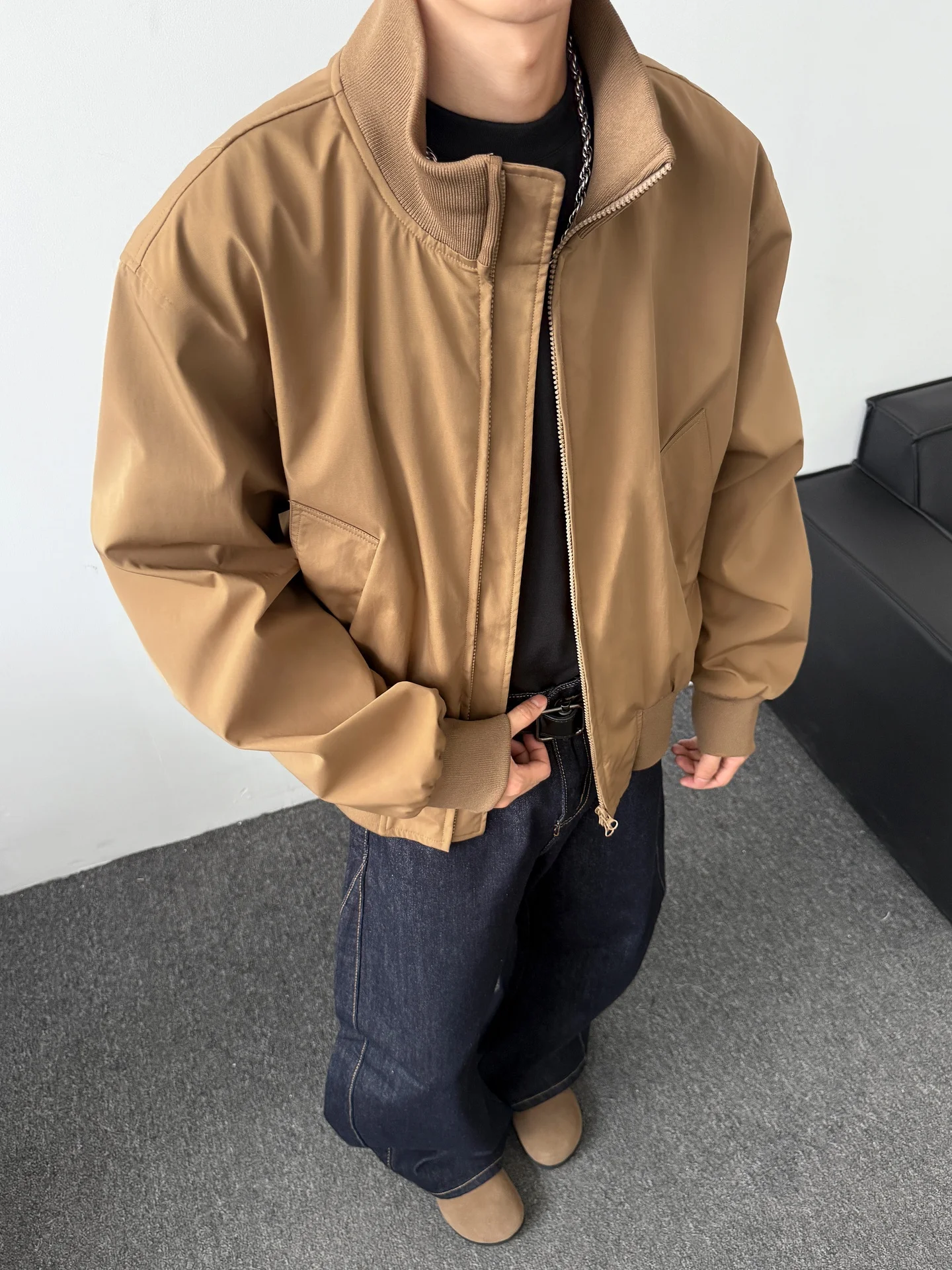 

Cleanfit American Retro Pilot Jaet Мужская свободная верхняя одежда молодежный тренд из полиэстера осенний сезон застежка-молния