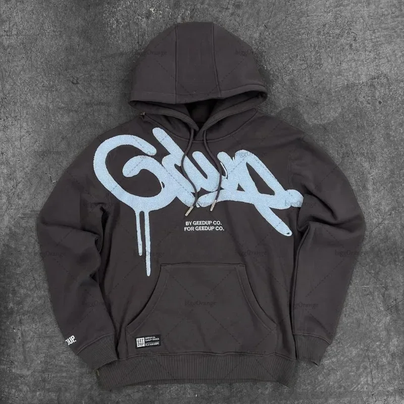 Colorful Retro Punk Letter Embroidery Casual Loose Hoodie Men 2025 High Street Trend Y2K Harajuku Oversized Sweatshirt Women