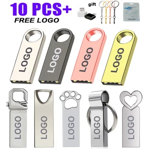 10pcs Metal Pen Drive 64GB 128GB Logotipo gratuito USB Flash Drive 32GB Disco flash 16GB 8GB 4GB 2GB 1GB Memoria Stick 512MB Logotipo gratis 8 mejores ventas de memoria de 2GB USB - №8