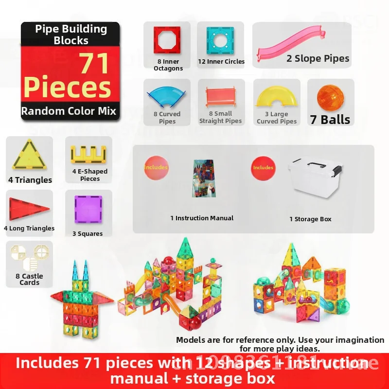 Children's Magnetic Building Blocks Set Educational Personality Pipe Splicing Toys 30-Piece Storage Box for Kids Aged 4-6