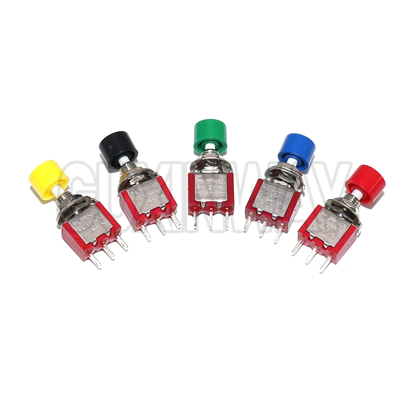 5PCS ON-(ON) 2A 250VAC/5A 120VAC 3Pin C-NO-NC 6MM 미니 순간 자동 복귀 푸시 버튼 스위치