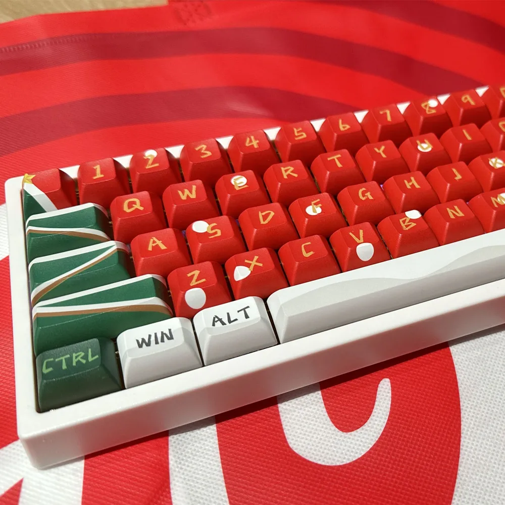 PBT Christmas Keycap Original Design KCA Profile DYE Sublimation For 60 66 67 68 75 80 84 87 96 98 104 108 Mechanical Keyboard