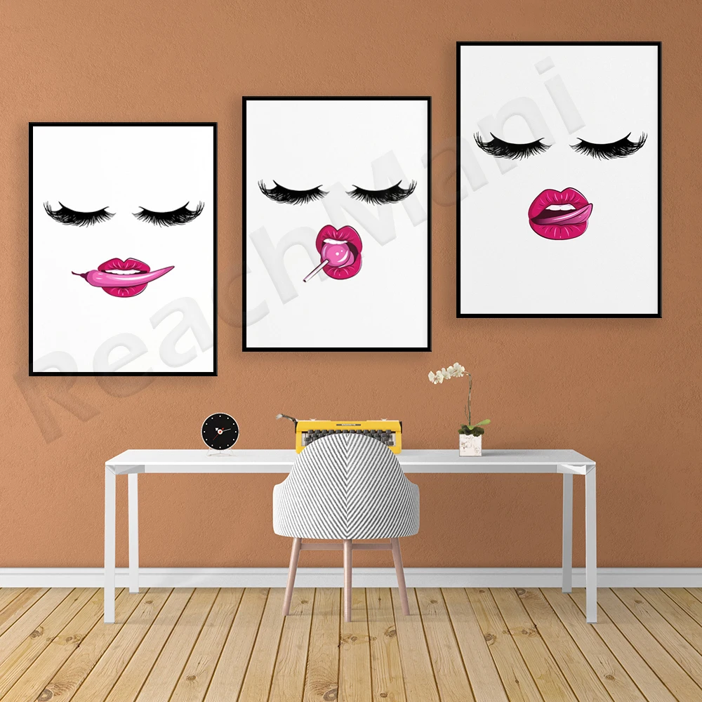 

Fashion illustration beauty artwork, lip mascara print, glamour poster luxury wall art beauty salon decoration makeup artist gif