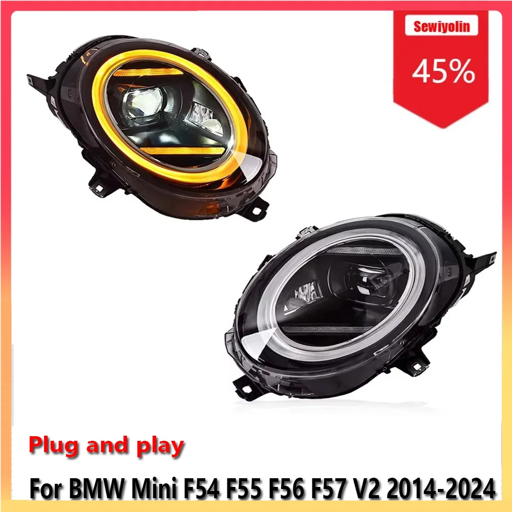

Автомобильные светодиодные фары, детали для BMW Mini F54 F55 F56 F57 V2 2014-2024, противотуманные фары DRL, стоп-сигнал поворота, Plug And Play