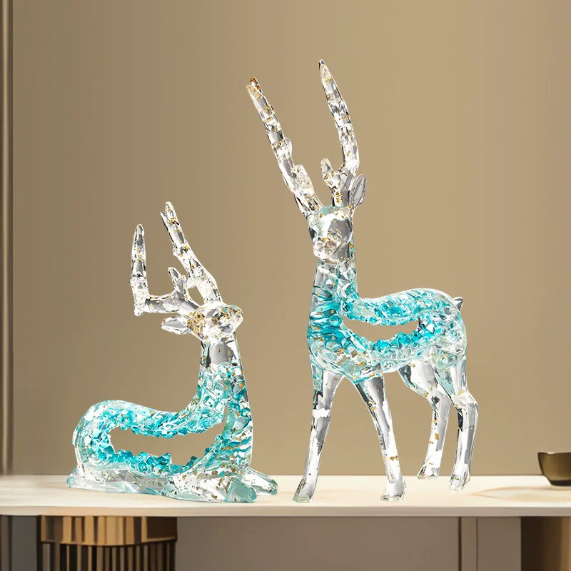 

1 Pair Creative Christmas Deer Ornament Luxury Living Room Wine Cabinet TV Cabinet Office Decoration