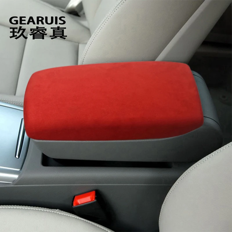 Suede leather Car Wrapping ABS For Audi A6 C6 S6 2005-2011 Auto Armrest Cover Stickers Trim Latch Lid Center Console Arm Rest