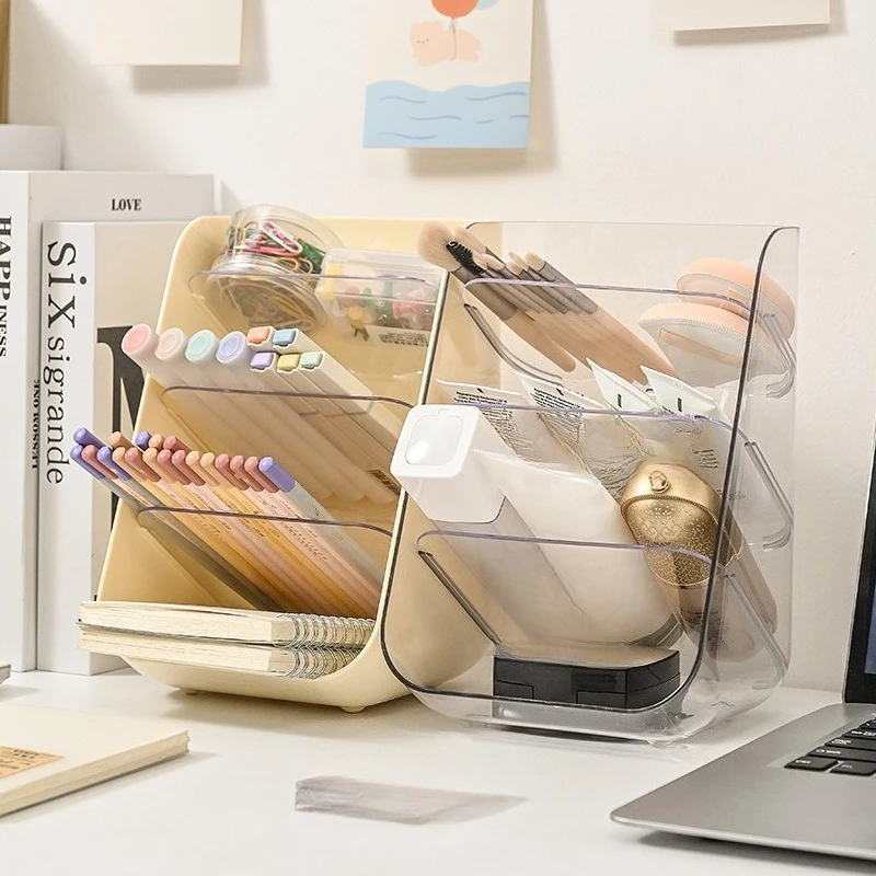 Desktop Transparent Storage Box Finishing Box Skin Care Products Pen Holder Vanity Cas Rack Cylinder