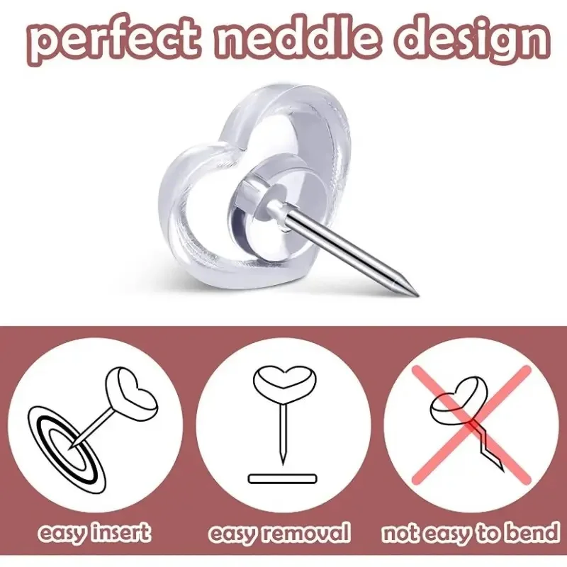 50/100/200 Uds. Chinchetas con forma de corazón, chinchetas fuertes para tablas de anuncios, tableros de corcho, mapas, fotos y papeles