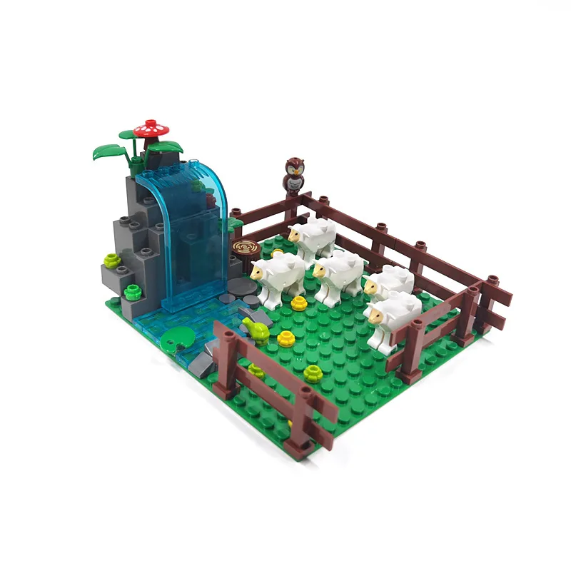 MOC MOC Sheep And Horse Farm Building Blocks Animal Chicken Nest Panda Cowshed Zoo Simulation Experiment Bricks Toy Chilren Gift