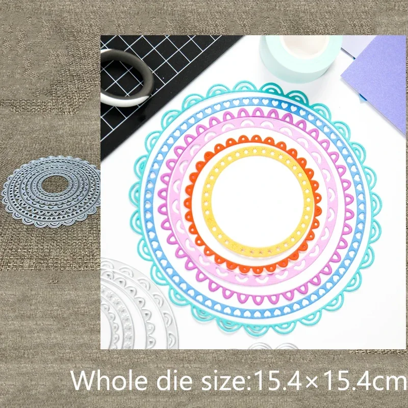 

Новый дизайн, металлическая вырубная форма-трафарет для вырезания кружевных кругов, декоративные элементы для скрапбукинга, вырубка для альбомов, бумаги, карточек, тиснение