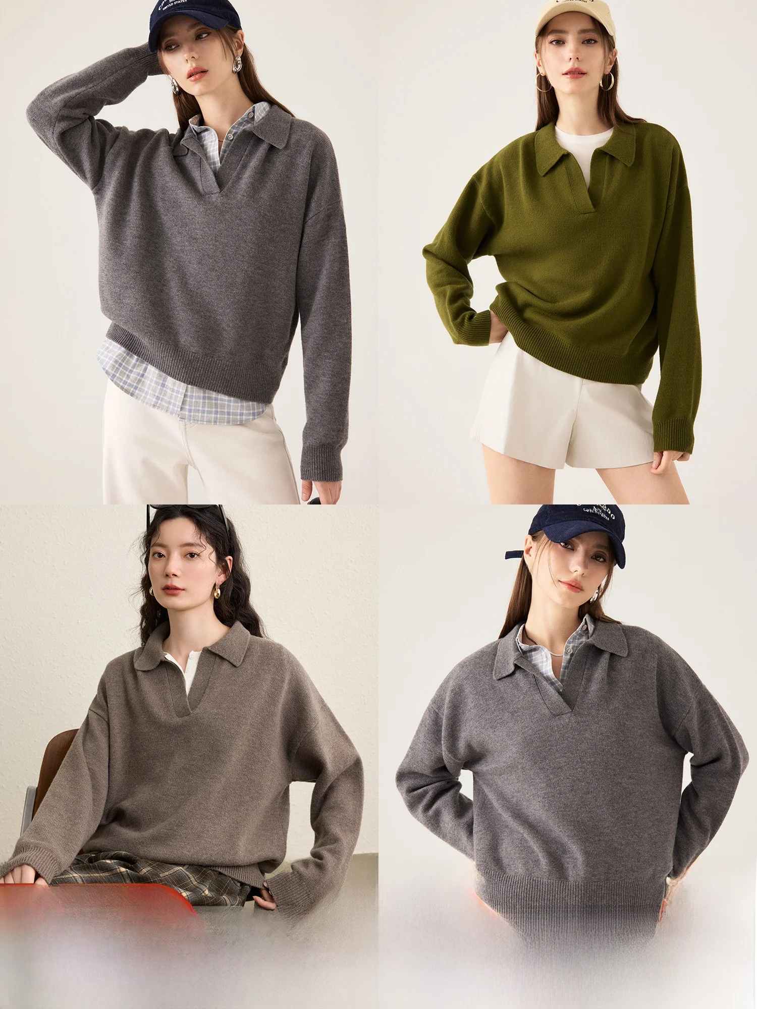 

York Knitted Full Wool Yarn Slim V-Ne Knitwear Simple Commute Sle Women's Long Sve Sweater Regular Fit Winter Faion