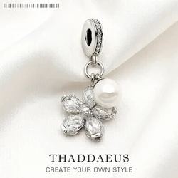 Charm Pendant Flower & Pearl Europe Accessories Club Jewelry For Women Spring Gift In 925 Sterling Silver