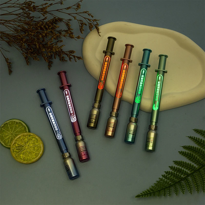 1Pcs Creative Luminous Syringe Modelling Neutral Pen Gel Signature Pens Students Nurse Gift Stationery