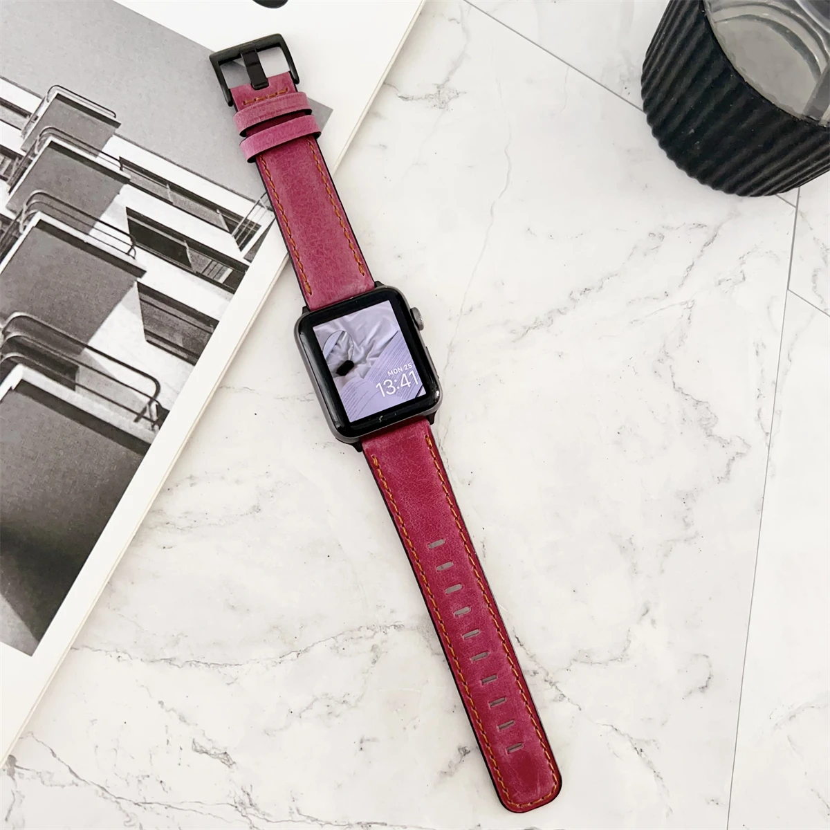 Kellon ranneke iWatchille 42/44/45/46/49mm 38/40/41mm PU-nahkainen muotikelloranneke Watch Series Ultra2 -sarjalle 10/9/8/7/6/5/4/3/2/1_voghion.com