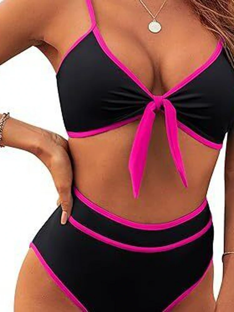

Sexy High-Waist Bikini Swimsuit Women's Separate Gathered Casual Surfing Swimsuit with Chest Pad No Steel Support