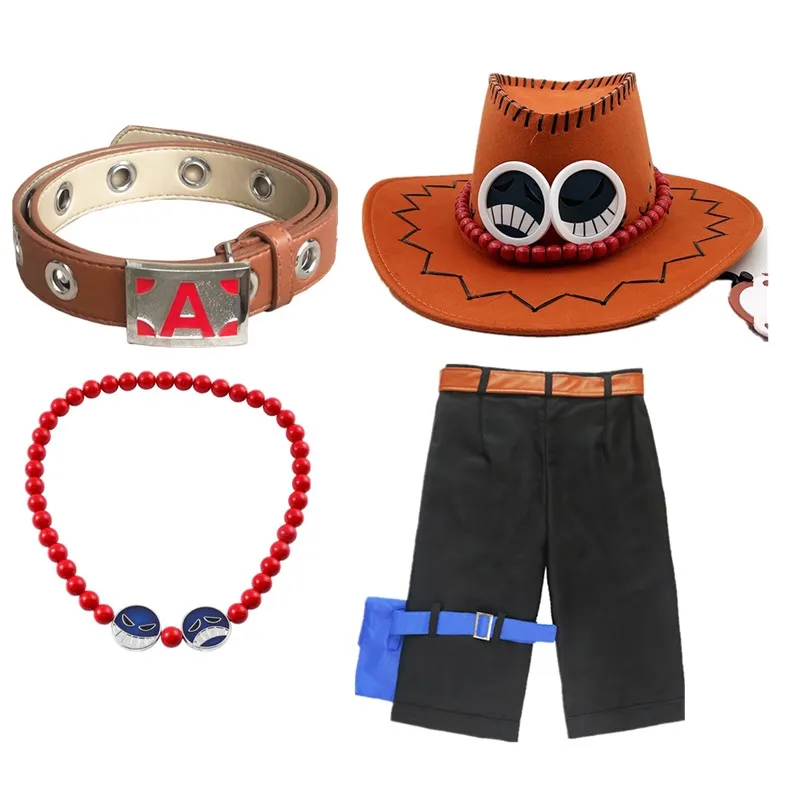 

Шорты для косплея Ace, летние короткие штаны, костюм для взрослых, пиратская маскировка, пояс, шляпа, кепка, наряды, карнавальный костюм на Хэллоуин