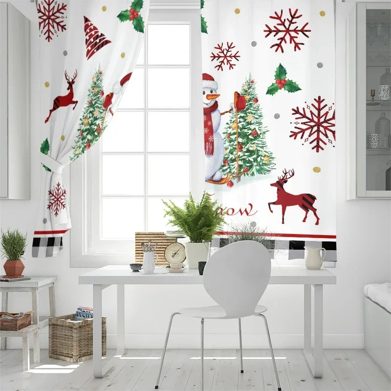 Christmas Window Curtains Decor For Home Bedroom Kitchen Living Room Christmas Ornament Xmas Gifts Navidad Natal New Year 2023