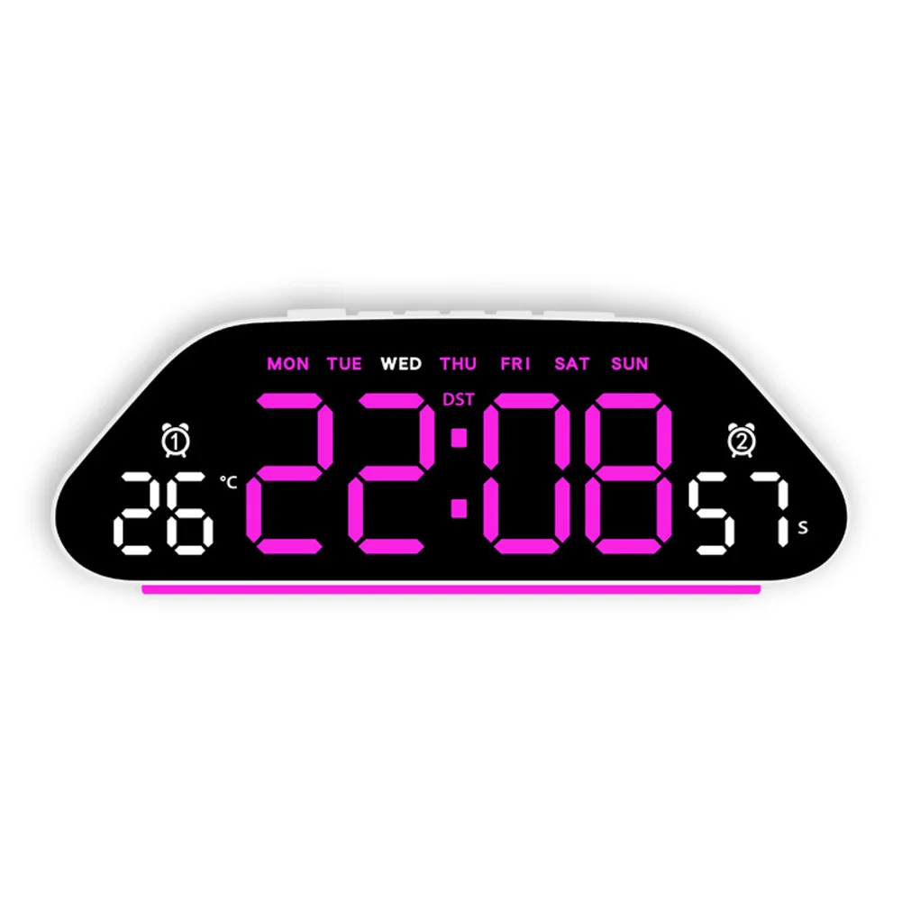 For Bedroom LED Alarm Clock Silent Electronic Alarm Clock Multi-functional Display Adjustable Brightness 3 Levels