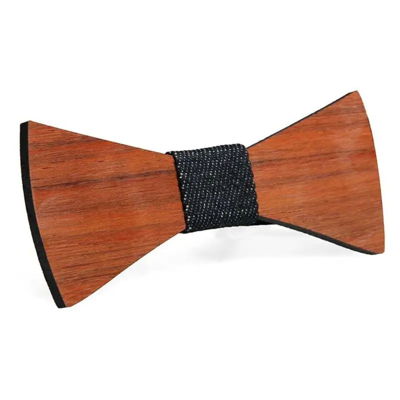 Handmade Rosewood Mens Bow Tie Hollow แกะสลักดอกไม้ Rhombus หนวดเครา Vint Dropship