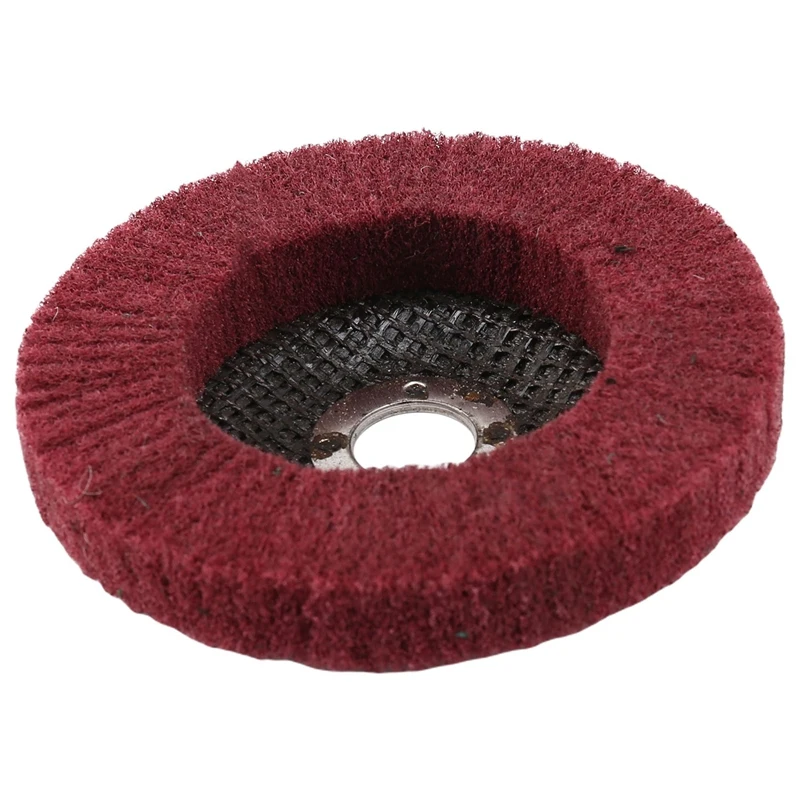 5Pcs 4Inch X 5/8Inch Nylon Fiber Buffing Wheel Kit Scouring Pad Flap Polishing Disc