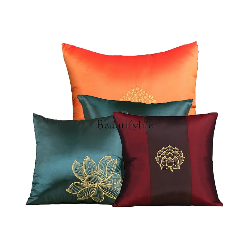 Embroidered Cushion Pillow Floral Sofa Backrest Cushion Square Pillow