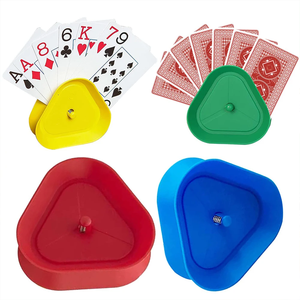 Set di 4 Portacarte da Gioco a Forma di Triangolo, Supporto per Carte da Gioco in Plastica per Anziani, Bambini e Adulti