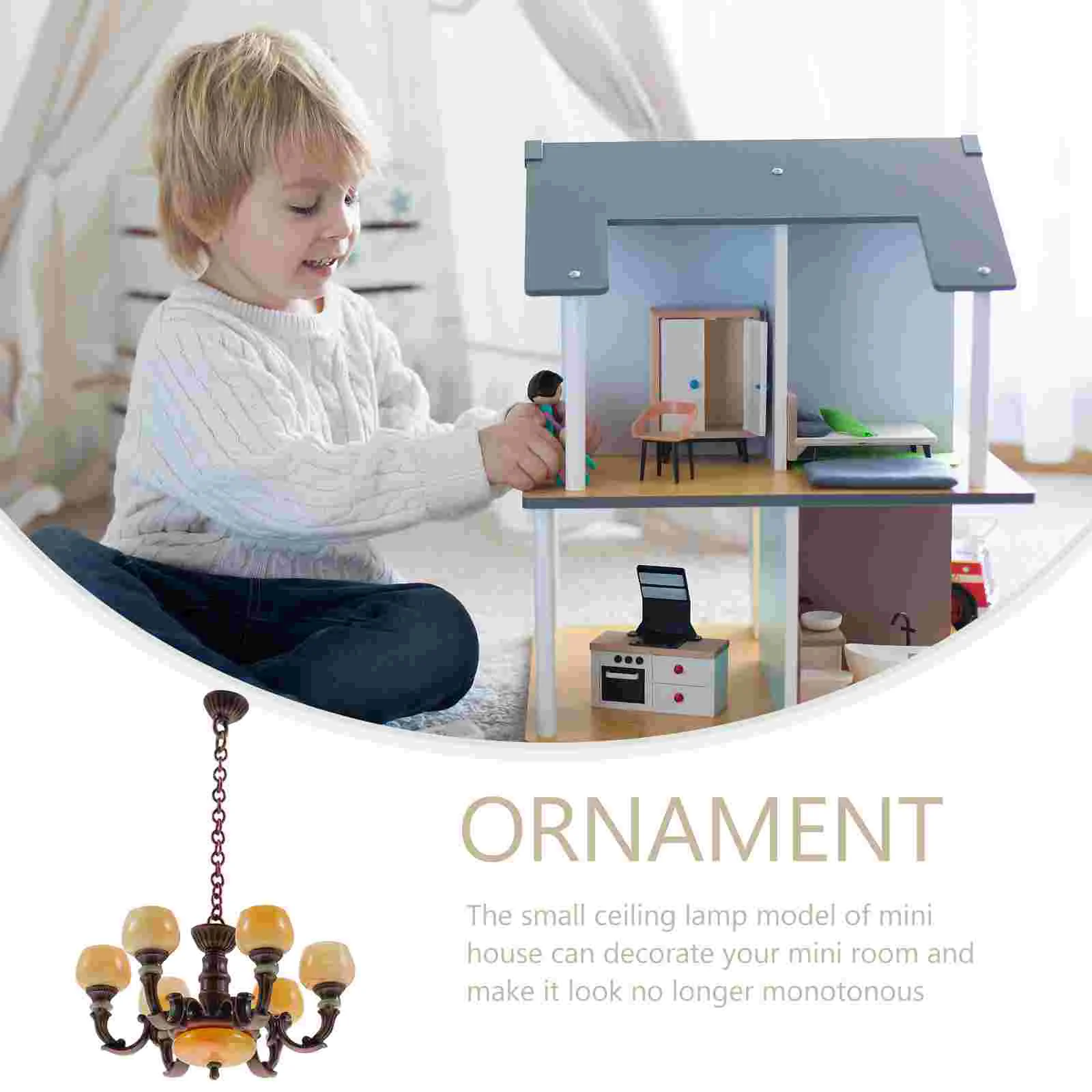 Poppenhuisverlichting Kleine plafondlamp Versiering Kristal Decor Mini Foto Prop Legering Miniatuur Hangende hanger