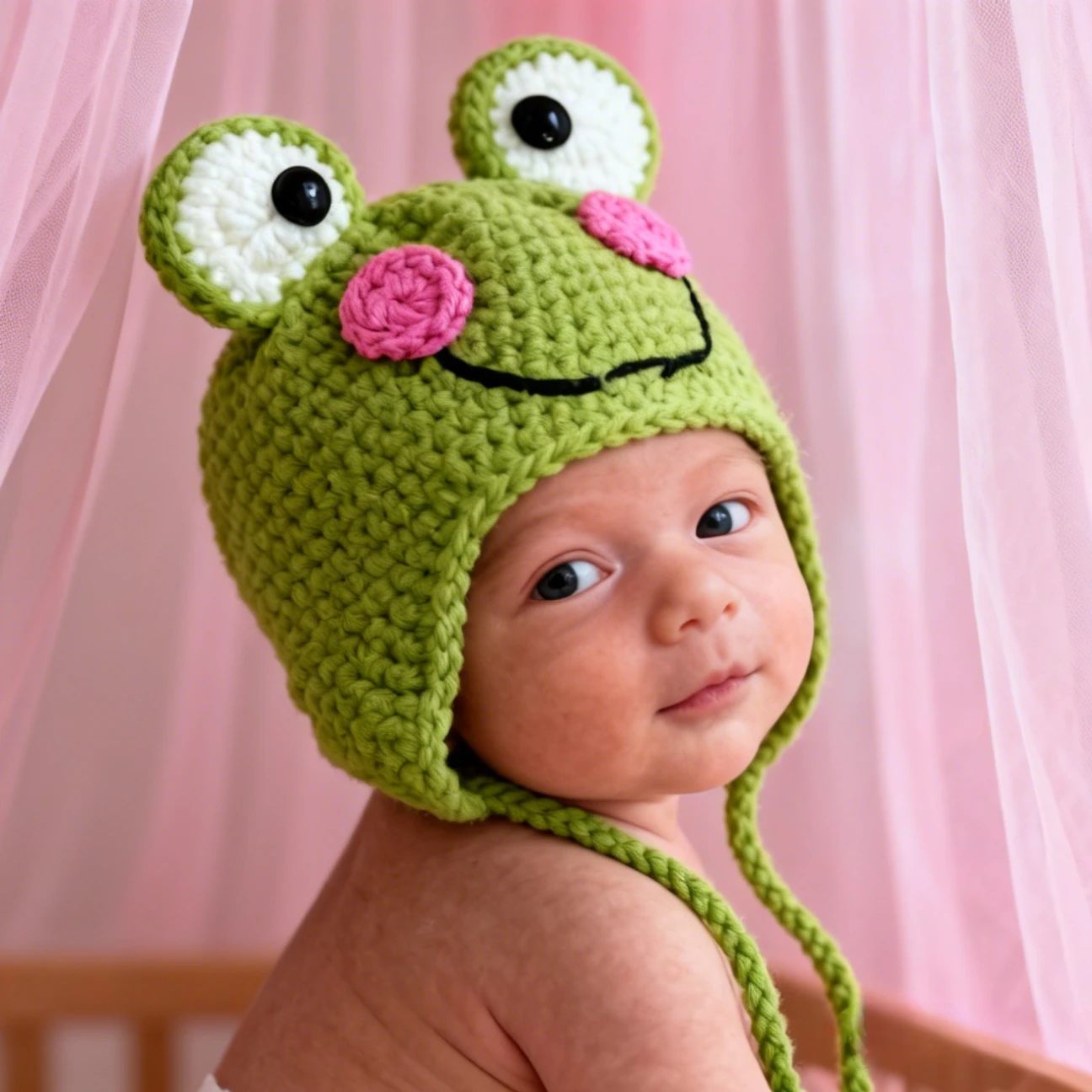 Soft Handmade Crochet Baby Frog Hat Newborn Photography Props Cute Knitted Animal Bonnet Infant Boy Girl Photo Shoot Costume