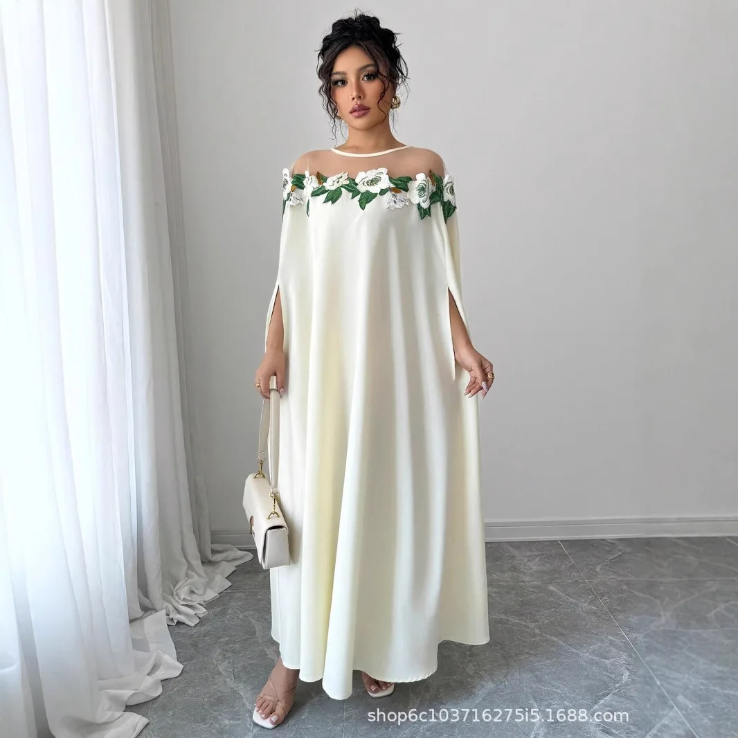 

Women Floral Dresses Fashion Round Neck Full Sleeve Long Dress Summer Ladies Elegant Temperament Office A Line Vestidos New