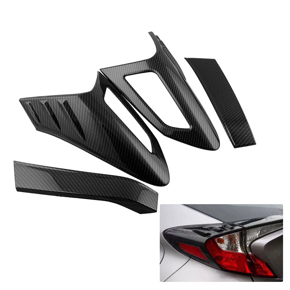 

4Pcs Carbon Fiber Style Rear Back Lamp Tail Light Cover Trim For Fit Toyota CHR C-HR 2016-2018