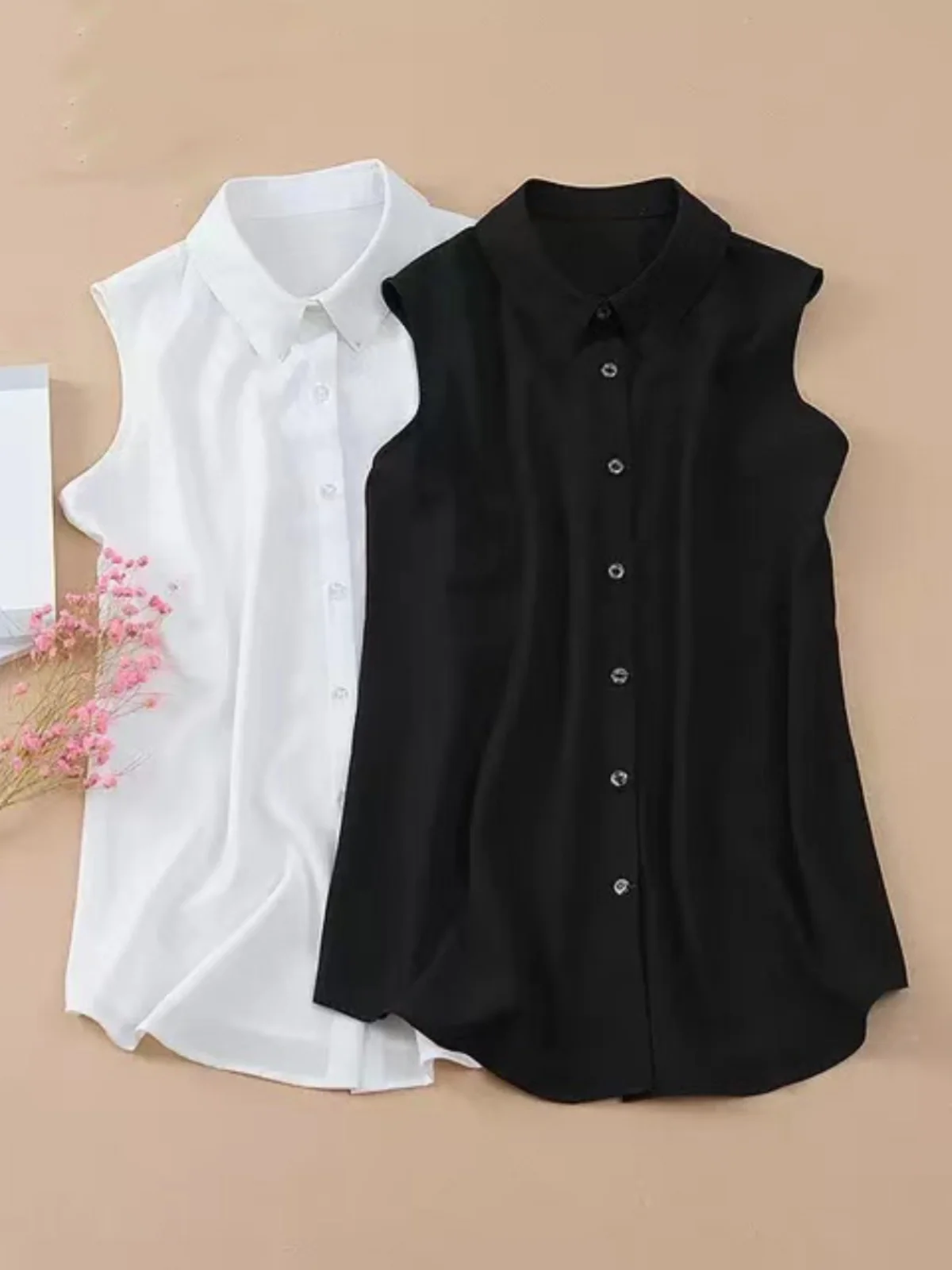 

Весенне-летний воротник irt, женский профессиональный черный, белый цвет, шифон, большой размер, пуговицы, однотонный офисный костюм