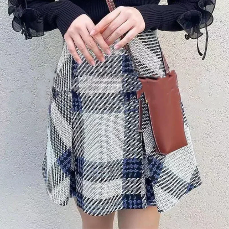 

Kuzuwata Autumn High Waist Plaid Contrast Color Slim Jupe with Safety Shorts Pleated Skirt JAPAN Harajuku Faldas Mujer Moda 2024