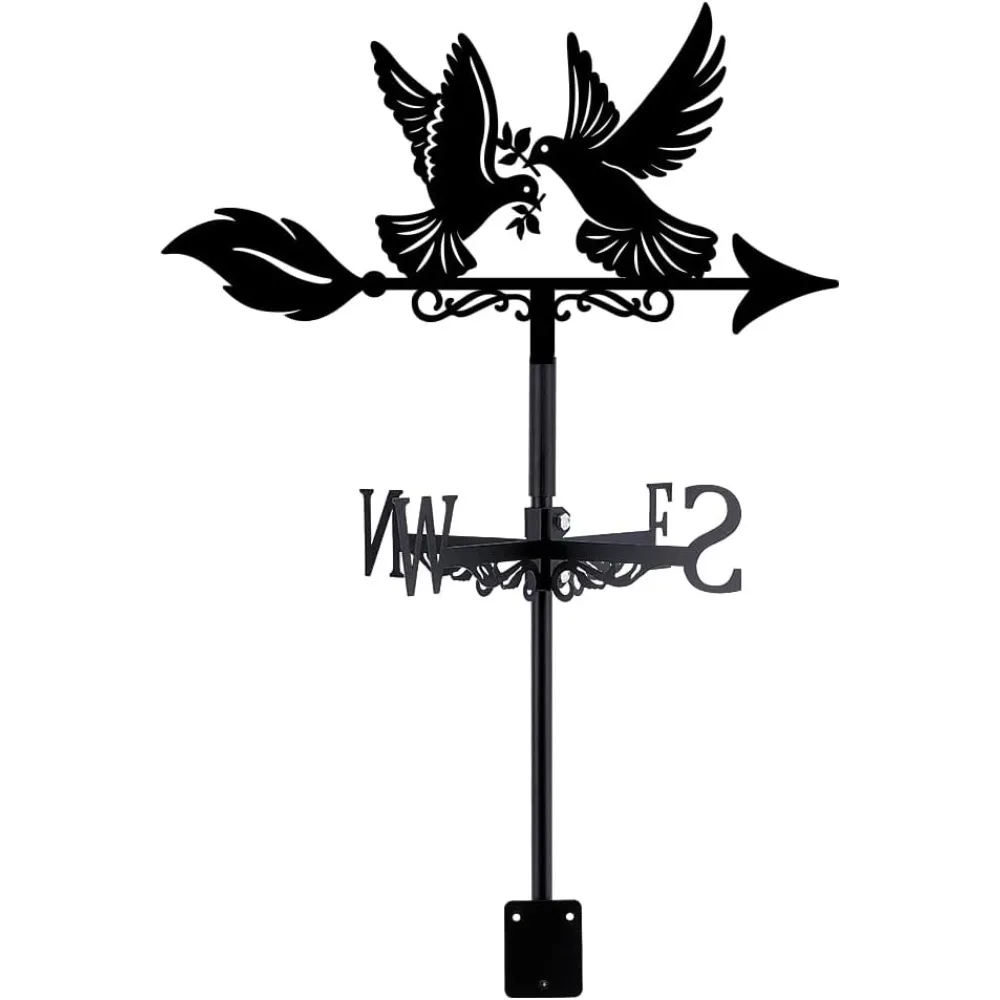 

Dove of Peace Weathervane Pigeon Animal Metal Weather Vane Decorative Black Wind Vanes for Yard Wind Direction Roof Mount Signs