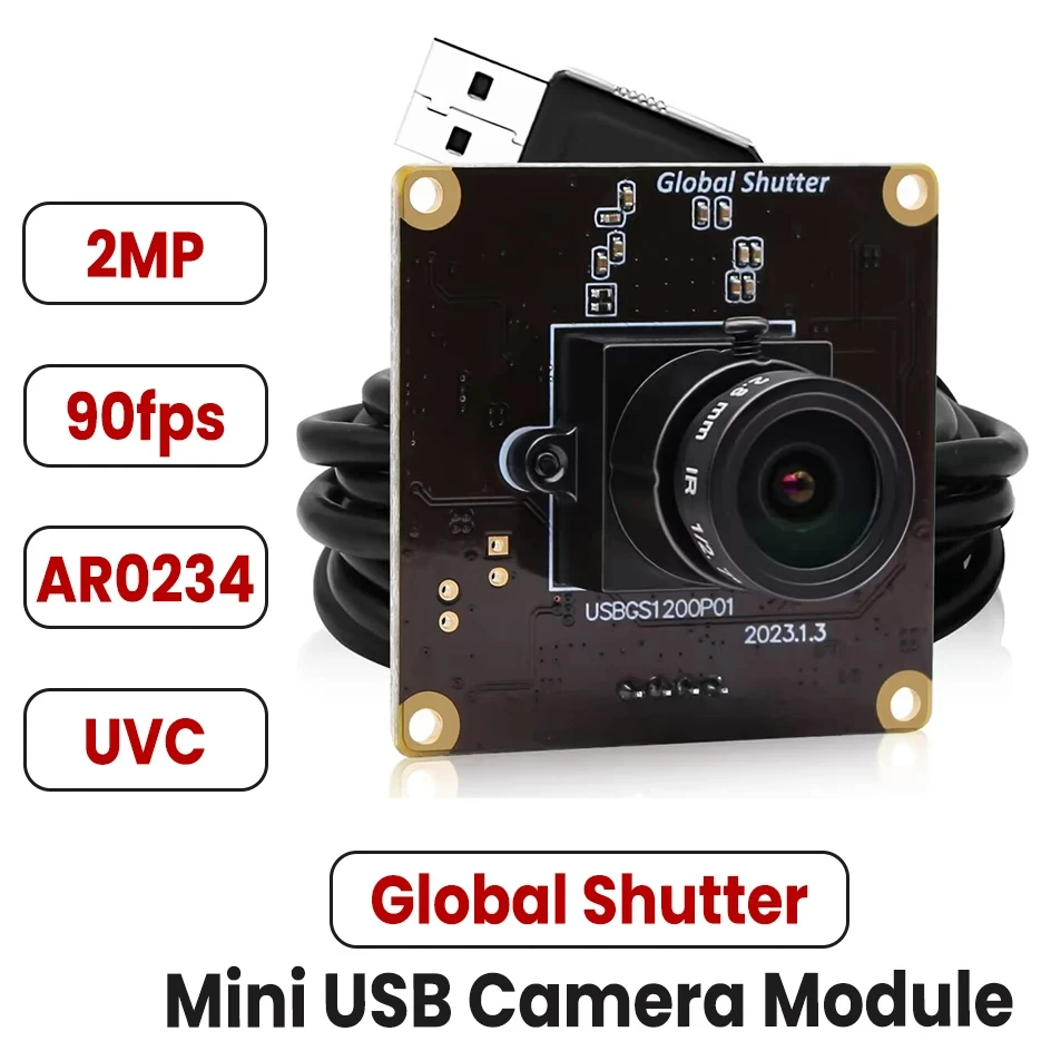 ELP 1200P 90fps Global Shutter USB Camera Module 2MP 1080P 90fps Aptina AR0234 UVC Mini USB Webcam Board for Face Recognition