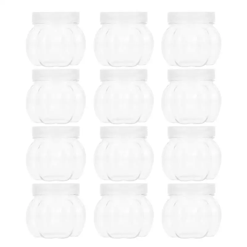 

12Pcs 150ml PET Pumpkin Candy Jars Pumpkin Candy Jars Transparent Plastic Storage Container for Wedding Snacks Small Snacks