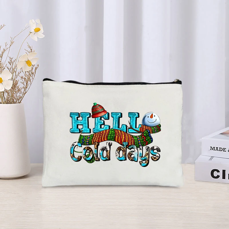 Cozy Mood Ho Printed Cosmetic Bag Organizer Christmas Gift Sundry Storage Pouch Zipper Pencil Case Perfume Lipstick Makeup Bags