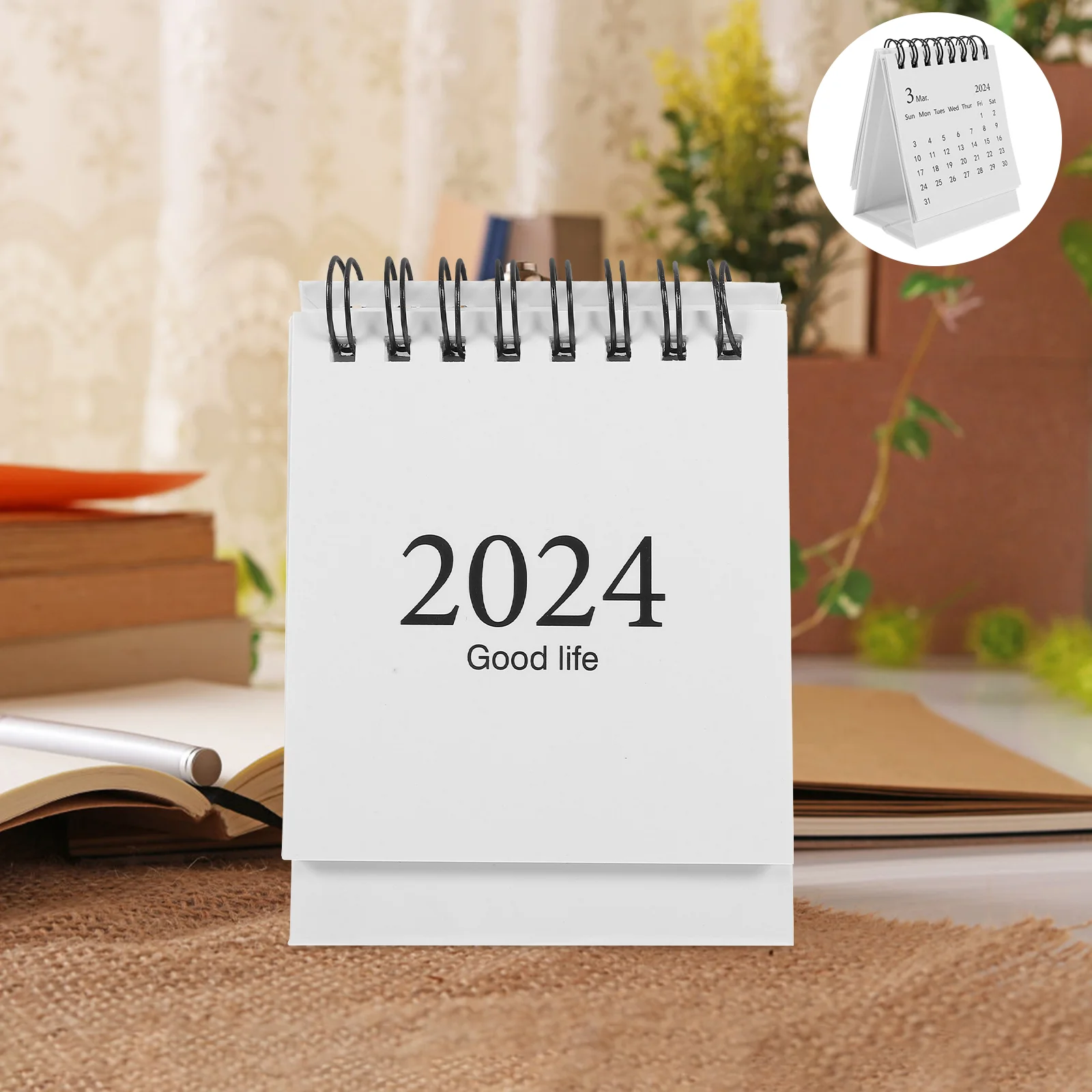 Piano Desk Calendar 2024 Mini Simple English Desktop Ornament White for Table Office