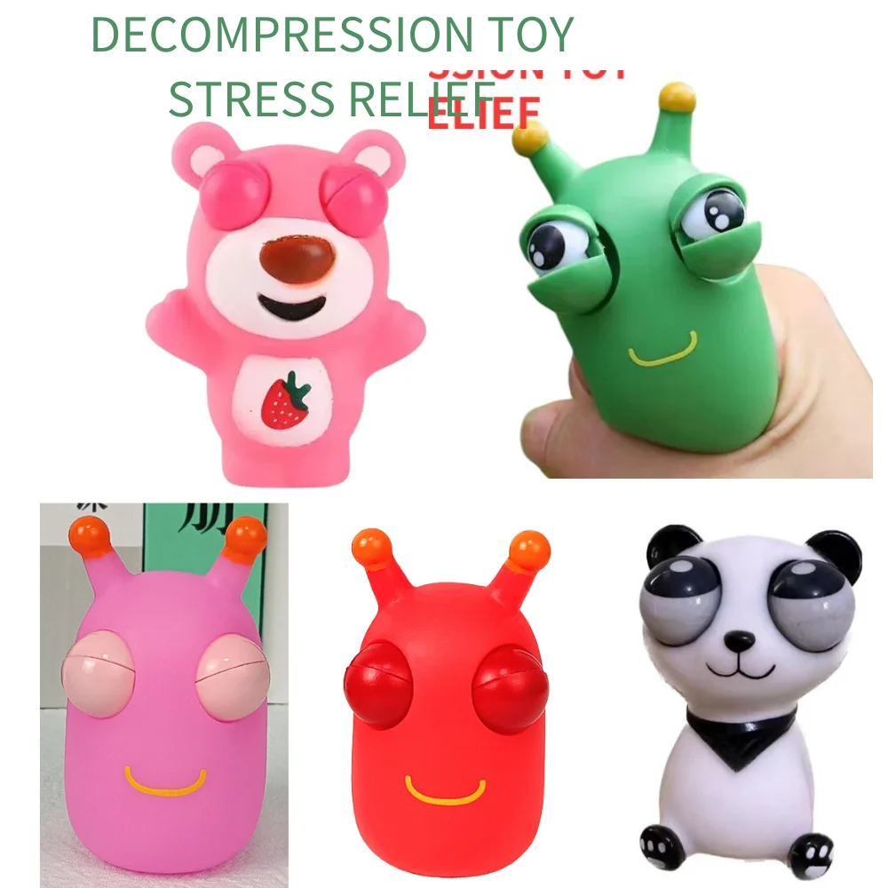 Creative Funny Eyeball Burst Squeeze Toy Green Eye Caterpillar Pinch Toys Adult Kids Stress Relief Fidget Toy Panda Doll Toy