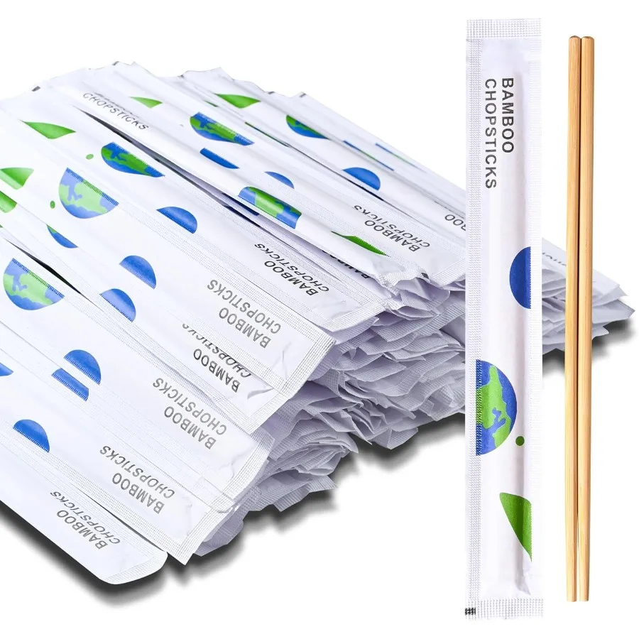 

VIWIK 100 Pairs Premium Disposable Chopsticks Individually Wrapped Natural Bamboo Reusable Chopsticks for Outdoor Camping Picni