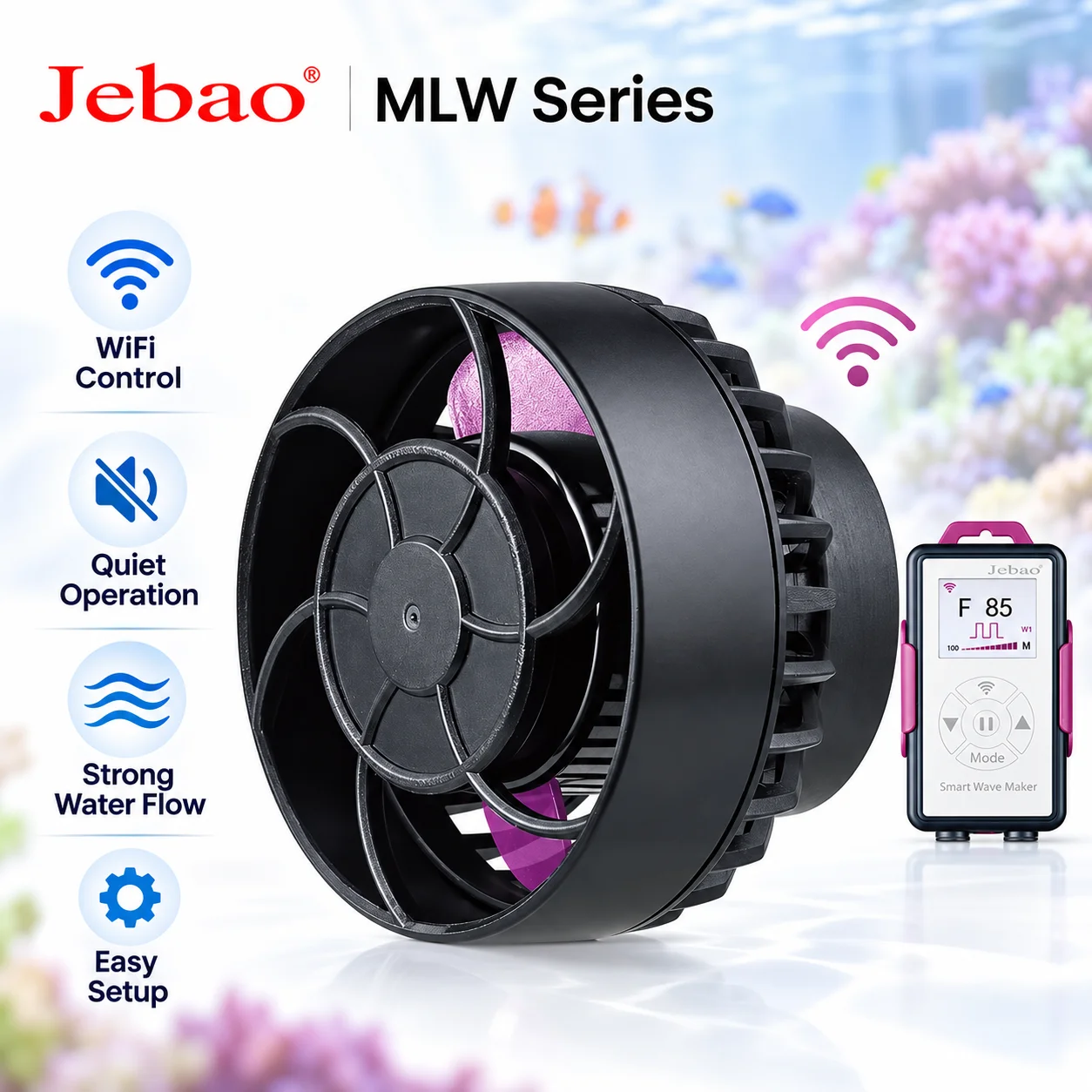 Jebao Jecod MLW Strömungspumpe Aquarium Fischbecken Smart App WiFi-Steuerung Süßwasser Magnetischer Leiser Wellenmacher LCD-Controller