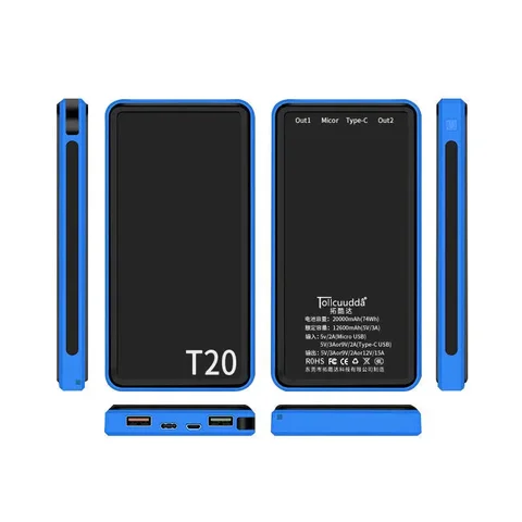 Быстрая зарядка Power Bank большой емкости 20000 мАч Студенческий портативный высокоскоростной рельсовый самолет BCAK