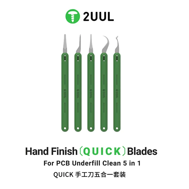High-Precision 5-in-1 Blades Set for Phone Repair – Remove IC Chip Glue, PCB Underfill, Disassemble Screen & Back Cover