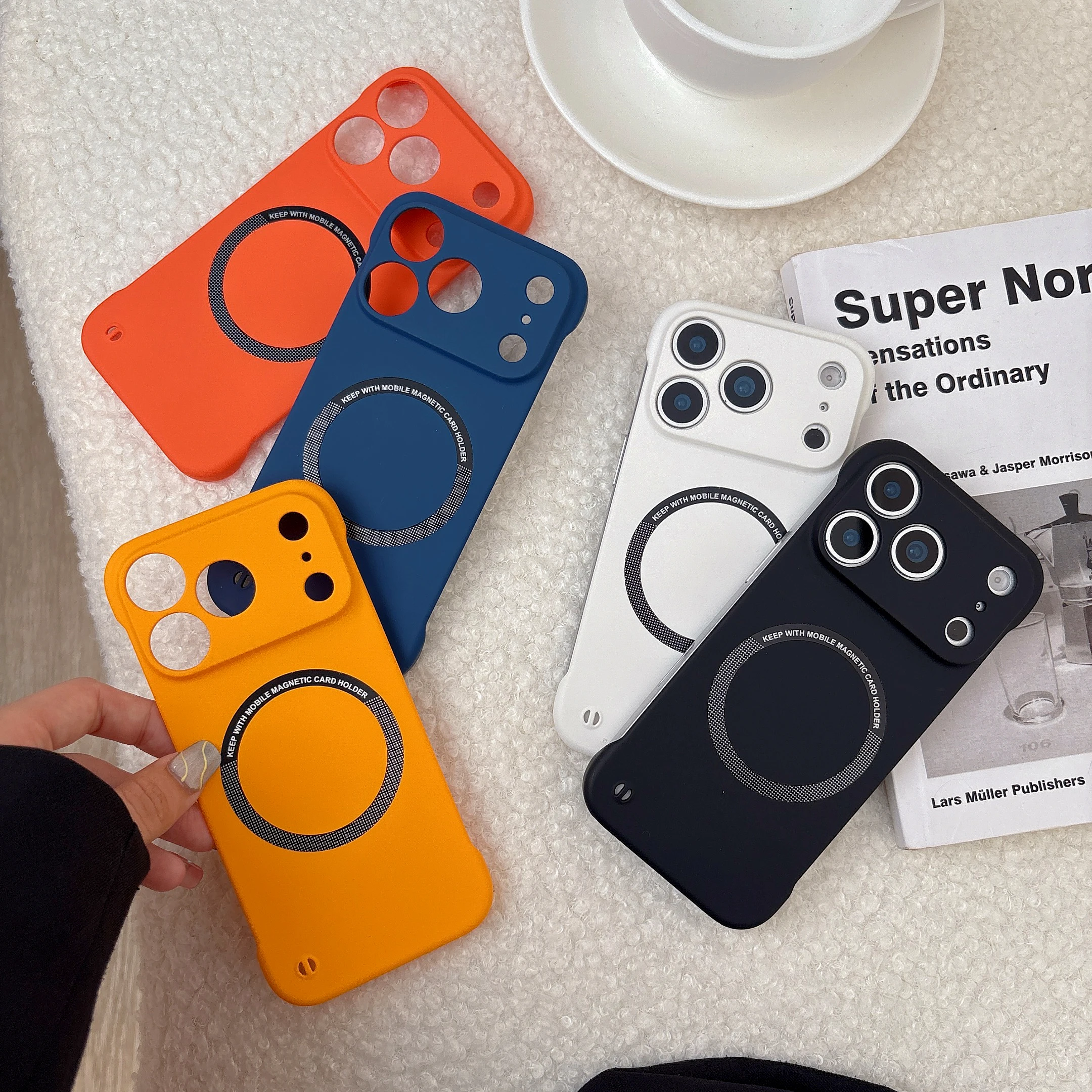 

Back Cover For IPhone 11 12 13 14 15 16 Pro Max 17 Pro Case Borderless Magnetic Attraction Hard Pc Shockproof Phone Case