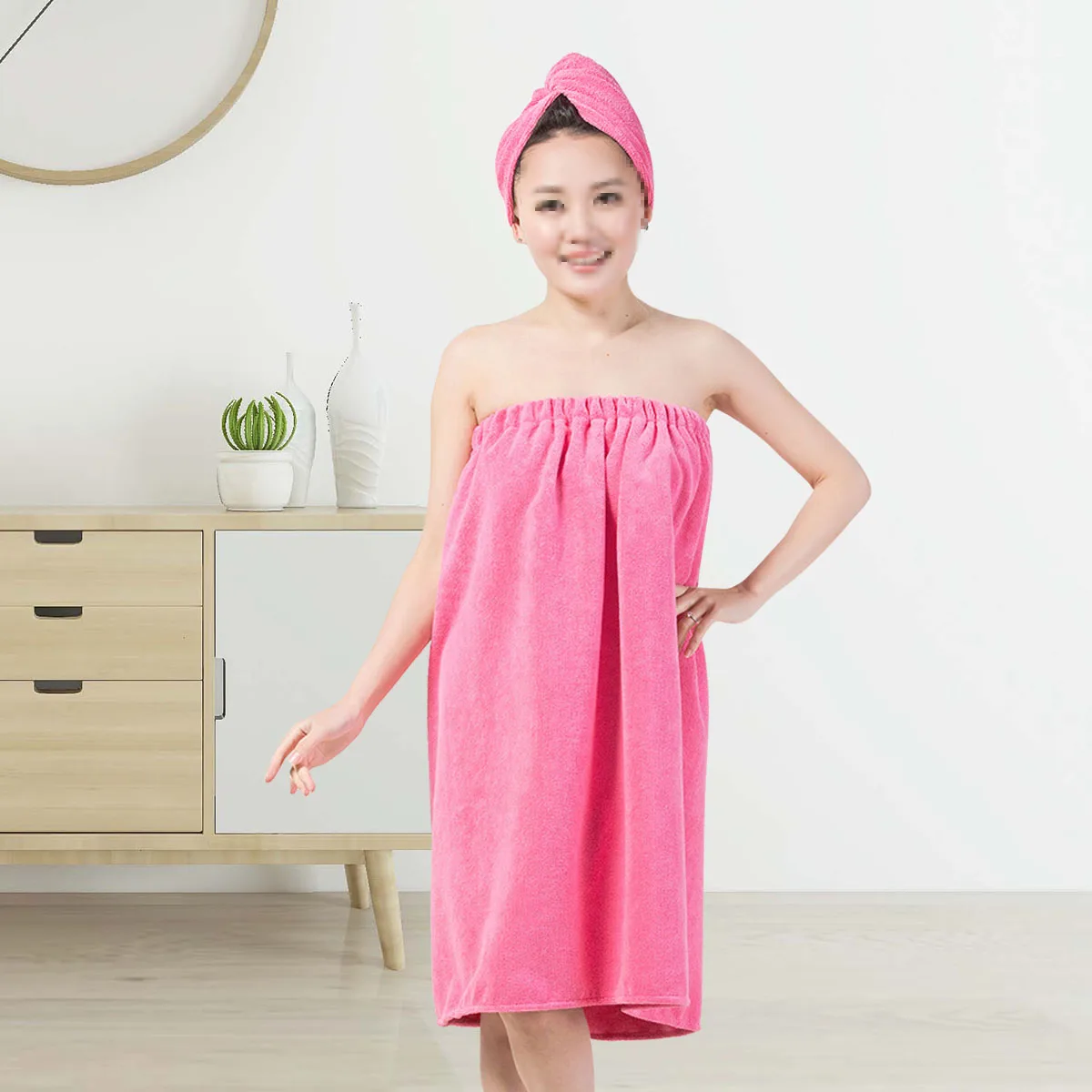 

Shower Towel 140x70cm Absorbent Microfiber Bath Robe Hair Drying Cap Quick Dry Soft Touch Wrap Ladies Rosy Skirt