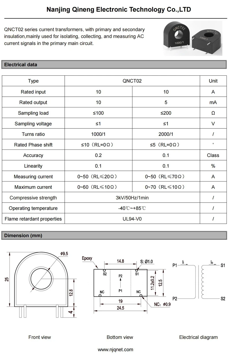 Mikrostrom-Transformator PCB 1000 1,5A 5mA 10A 10mA 20A 20mA 100A 50mA 2000 1,5A 2,5mA 10A 5mA 50A 25mA CT Stromsensor – Detail 4