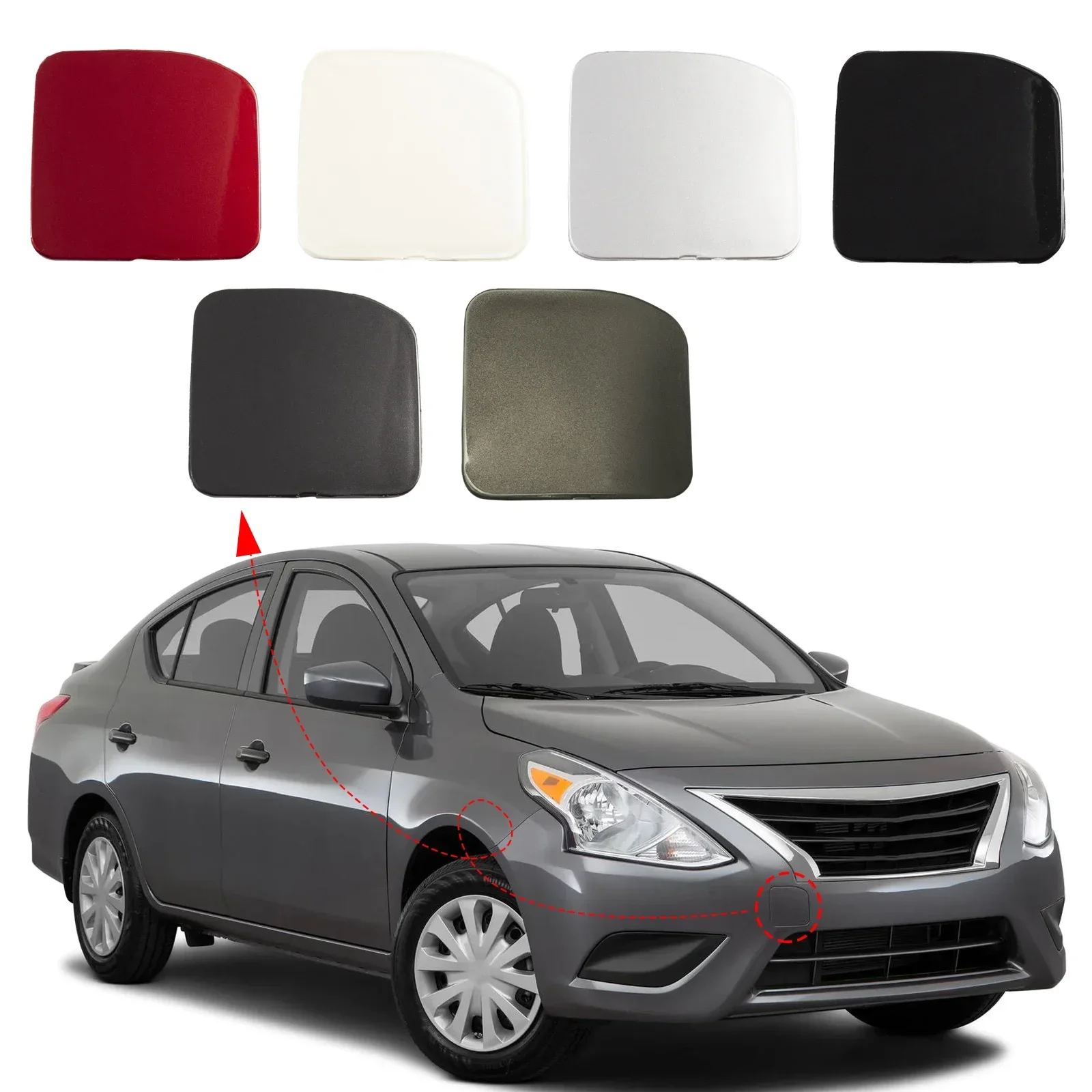 Tapa  cubierta  gancho  remolque para parachoques lantero, ojo  remolque para Nissan Versa Sedan, accesorios 2015 2016