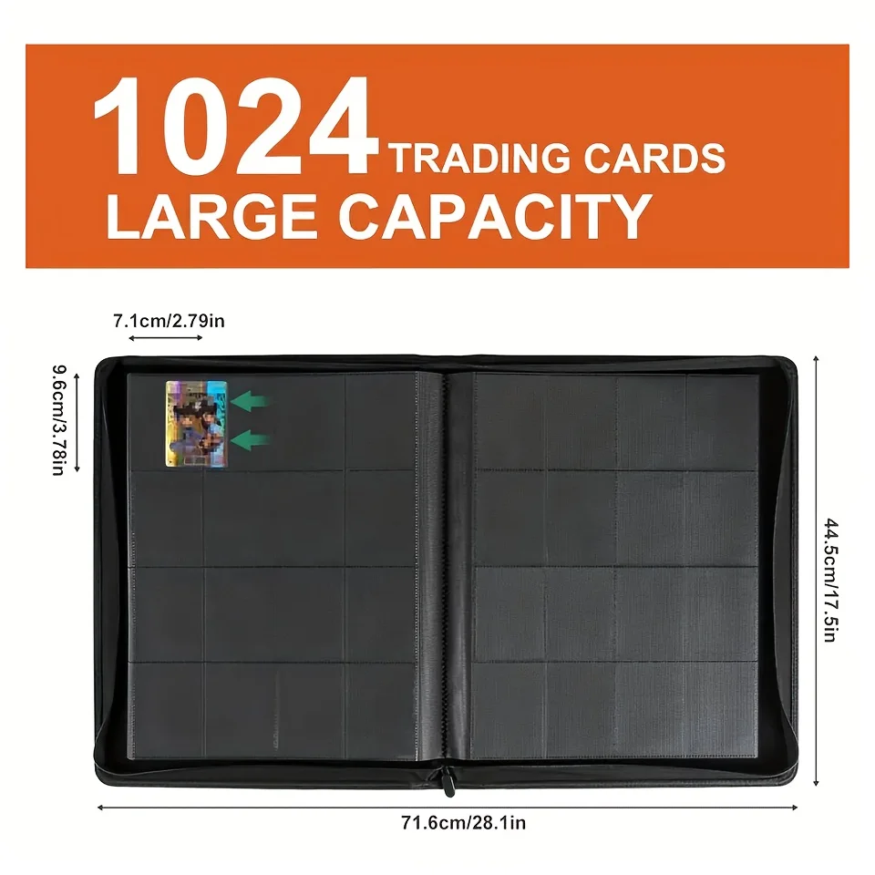 مجلد بطاقات التداول 1024 جيوب، مجلدات حامل بطاقات ممتازة مكونة من 16 جيوب، ألبوم بطاقات التحميل الجانبي لبطاقة YuGiOh، MTG، TCG #4