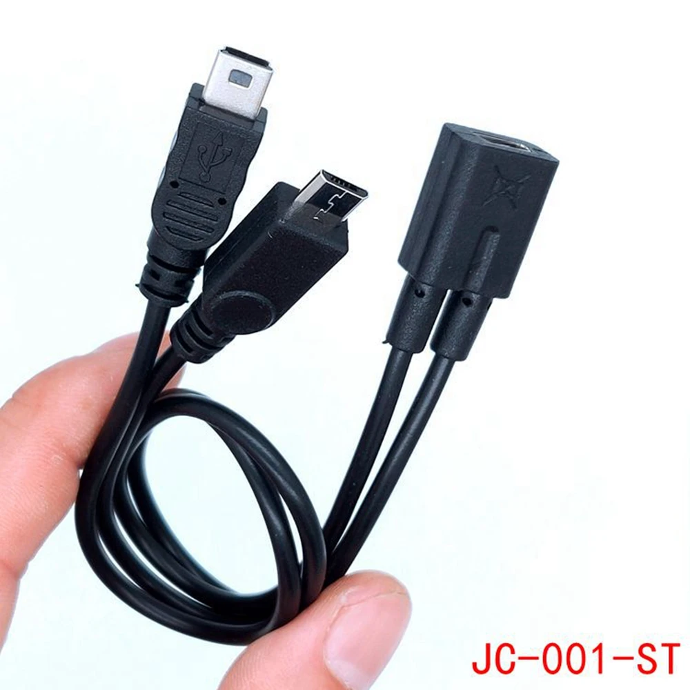 Mini USB 1 do 2 Y kabel splittera, USB 2.0 Mini 5-Pin kobiecy męski + Micro USB konwerter męski szybki kabel do ładowania