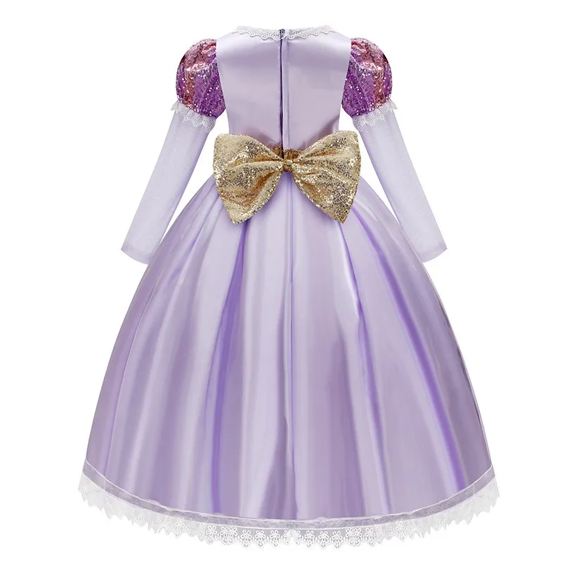 Halloween Rapunzel dress with bow children's cosplay complete Birthday Christmas Party Cosplay Outfit Accessories Included set